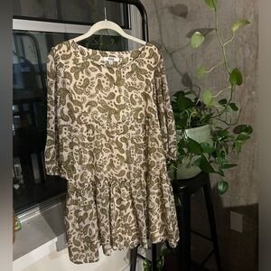 BB Dakota For Steve Madden Paisley Print Halt Sleeve Pheasant Dress - Small